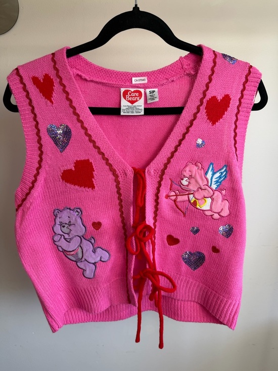Care Bears Tops - Sold Care Bears Bright Pink Heart & Sequin Knit Vest